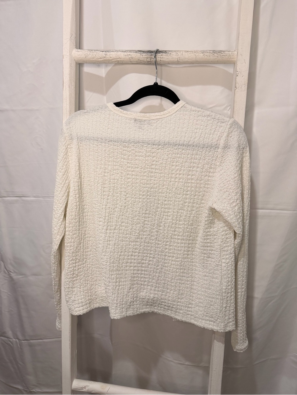 Modern Works Cream Textured Button-Front Cardigan - Picture 4 of 4